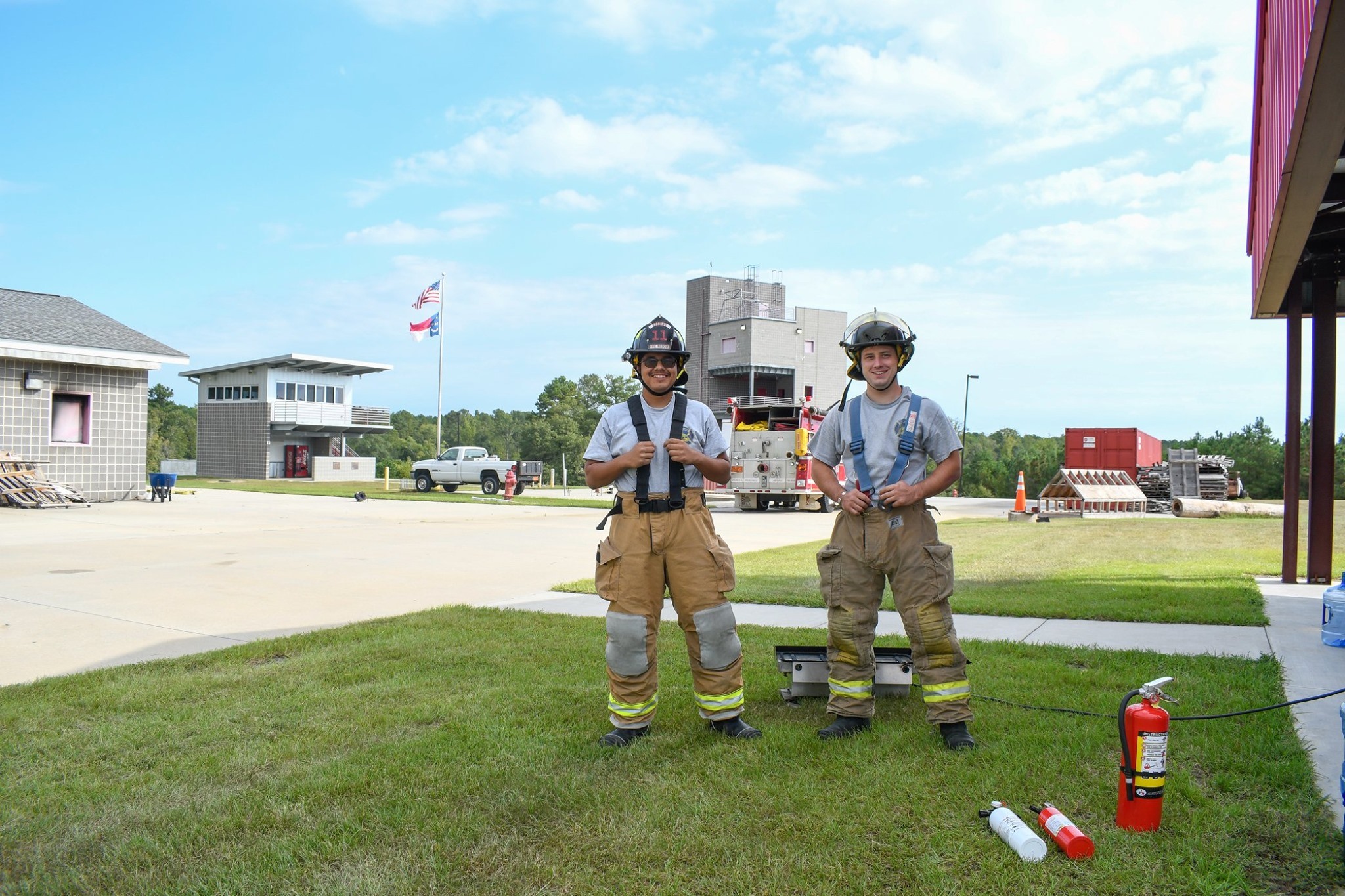 two fire protection students in uniform