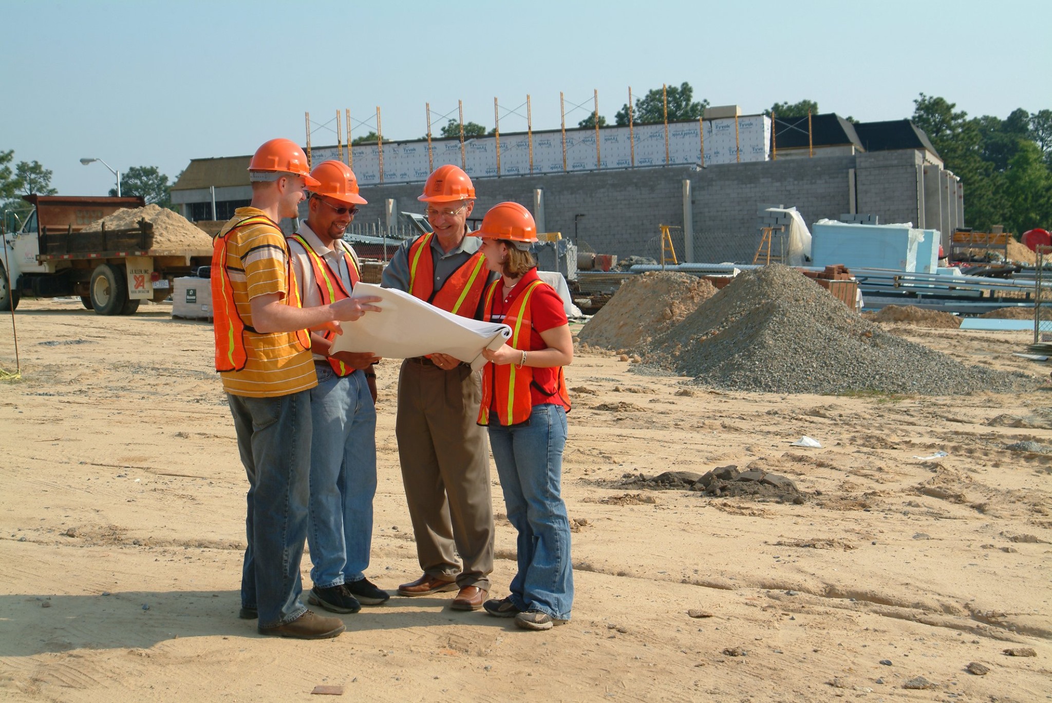 Students at construction site