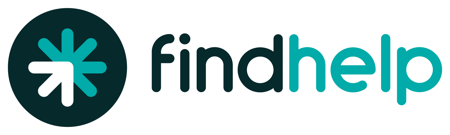 Findhelp.org Logo Findhelp.org logo featuring a teal and white directional star icon beside the word “findhelp.”