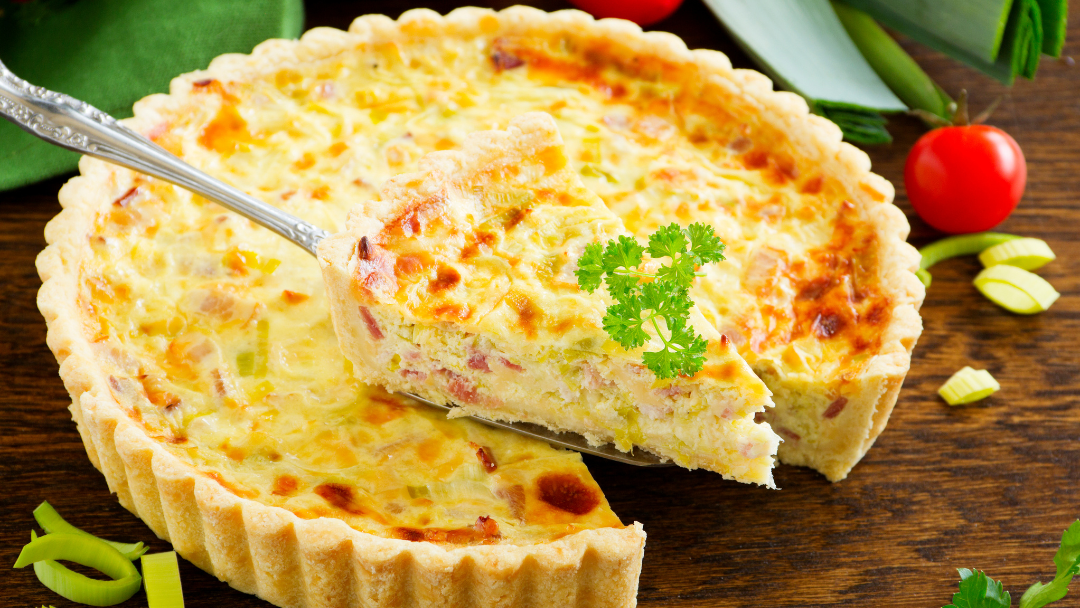 Pictured is a quiche Lorraine