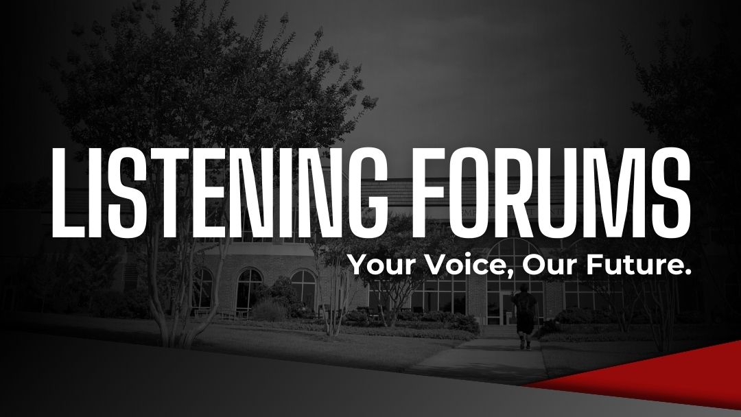 Pictured is a graphic that says, "Listening Forums. Your Voice. Our Future."