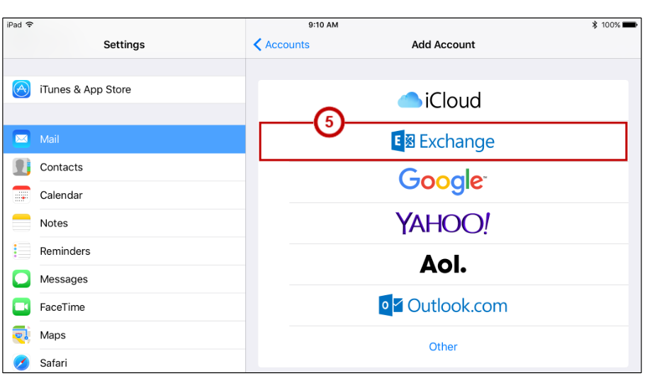 Add Account then Exchange or Microsoft Exchange