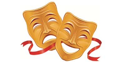 Illustration of two theatre masks.